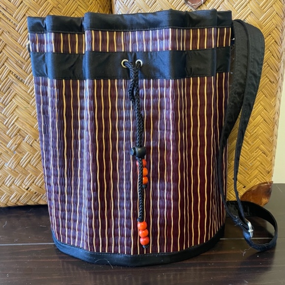 Basket of Cambodia Handbag / Brown / Adjustable Shoulder Crossbody / Medium - Picture 5 of 6